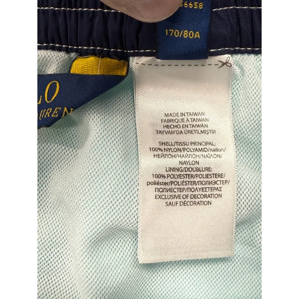 Polo Ralph Lauren Mens Small Board Shorts Swim Trunks Drawstring Aqua‎ Blue